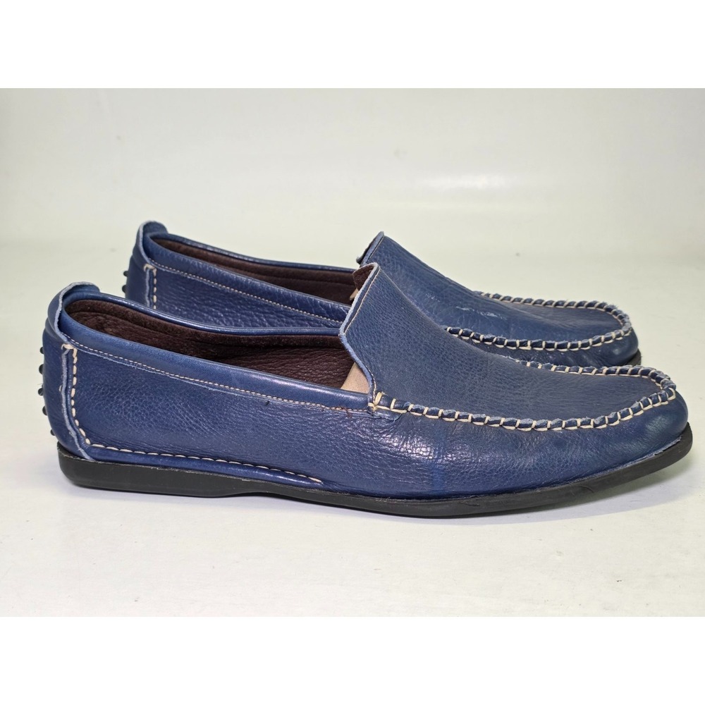 Tsonga Men's Loafers Size 10 Blue Leather‎ Slip On Driving Boat Classic Shoes